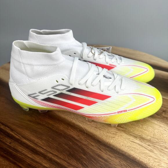Adidas F50 Pro Mid FG Soccer Cleats Womens Size 7 Solar Pack White IE1462 NEW - Picture 1 of 8